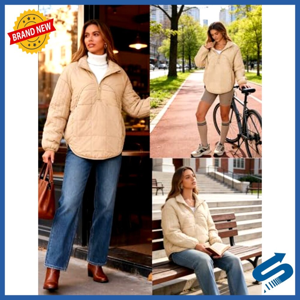 Oversized Lightweight Quilted Pullover Jacket Hal… - image 4